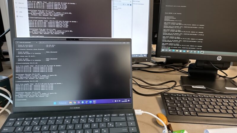 Test de ping d'un pc à l'autre